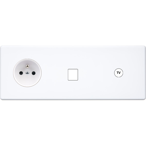 Façade Hikari blanc soft touch triple horizontale 1 media 1 PC 1 PC (319-481) - Modelec - 319481