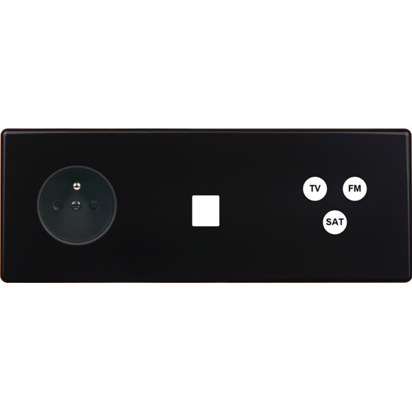Façade Hikari noir soft touch triple horizontale 1 PC 1 media TV-FM-SAT (324-482) - Modelec - 324482