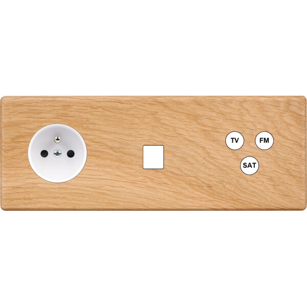 Façade Hikari chene clair triple horizontale 1 PC 1 media TV-FM-SAT (324-491) - Modelec - 324491