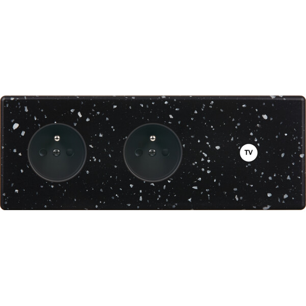 Façade Hikari terrazzo noir triple horizontale 1 PC 1 PC 1 basculeur (329-486) - Modelec - 329486