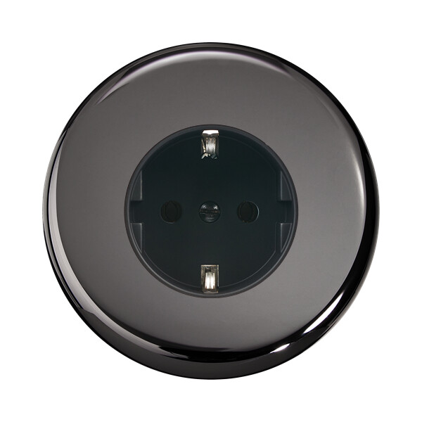 Façade Iris Horizon laiton nickel noir miroir simple poste prise schuko,magnétiq - Modelec - 190376M-K