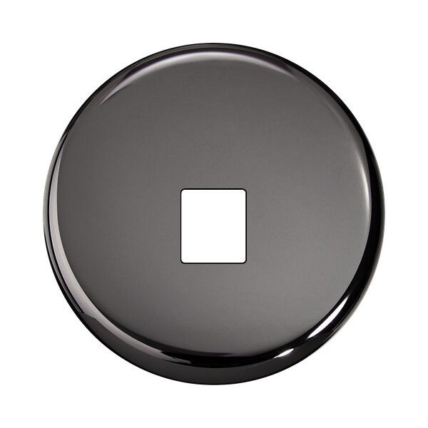 Façade Iris Horizon laiton nickel noir miroir simple poste média, magnétique - Modelec - 192376M