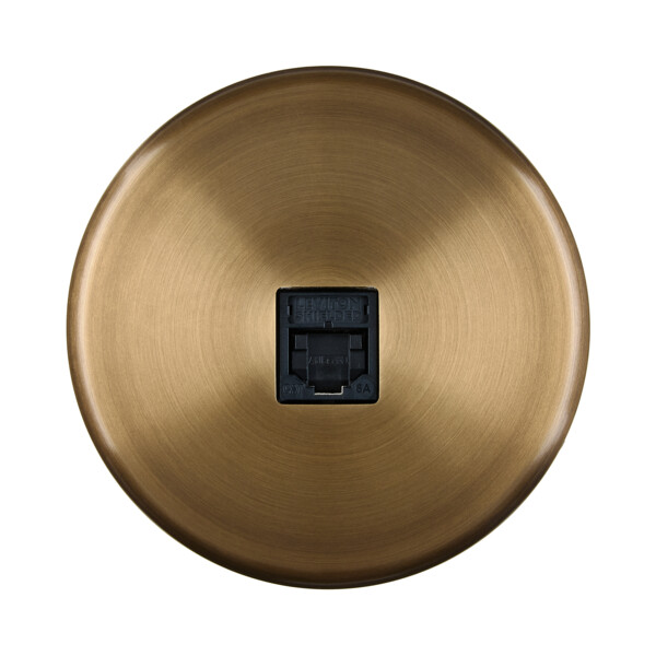 Façade Iris Horizon laiton vieux bronze satiné simple poste média, magnétique - Modelec - 192377M