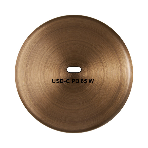 Façade Iris Horizon laiton vieux bronze satiné simple poste, chargeur dbl USB, M - Modelec - 200377M