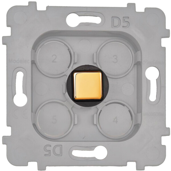 Mécanisme 1 Bouton Damier carré Laiton verni - Modelec - 076668G542