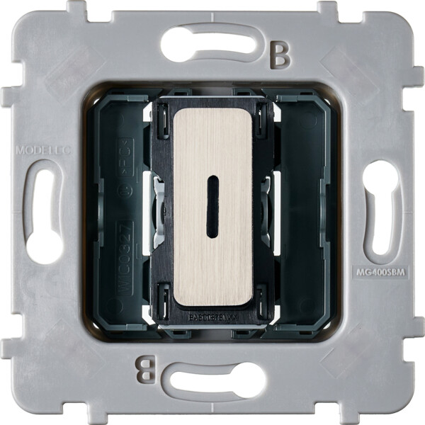 Mécanisme bouton plat led 1 va et vient / poussoir collection m nickel brossé - Modelec - 087010G511-L