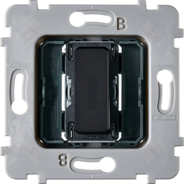 Mécanisme Plat bouton aluminium 1 Va Et Vient Ou Poussoir Pour Collection M NOIR - Modelec - 087010G522