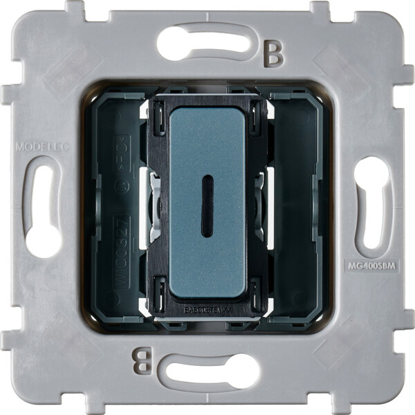 Mécanisme bouton plat LED 1 va-et-vient /poussoir M ALU BLEU RL - Modelec - 087010G523-L