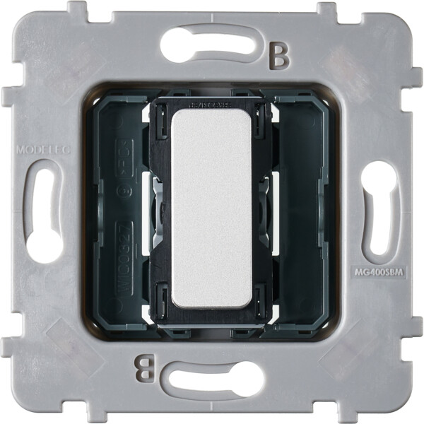 Mécanisme plat bouton 1 va et vient ou poussoir pour collection m nickel sablé - Modelec - 087010G531