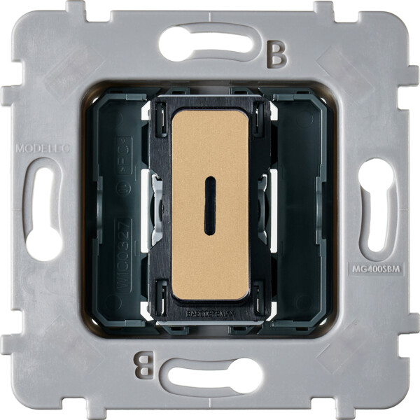 Mécanisme bouton plat led 1 va et vient /poussoir pour collection m laiton sablé - Modelec - 087010G532-L