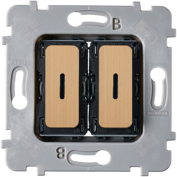 Mécanisme bouton plat led 2 va et vient /poussoir collection m vieux bronze - Modelec - 087020G517-L