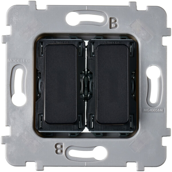 Mécanisme Plat bouton aluminium 2 Va Et Vient Ou Poussoir Pour Collection M NOIR - Modelec - 087020G522