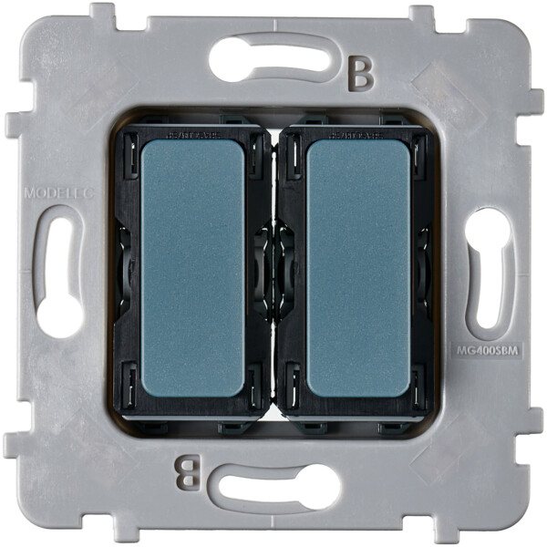 Mécanisme Plat bouton en alu 2 Va Et Vient Ou Poussoir Pour Collection M BLEU RL - Modelec - 087020G523