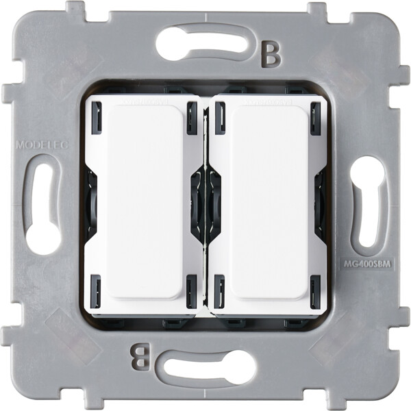 Mécanisme plat bouton volet roulant va et vient pour collection m blanc - Modelec - 087180GPBL