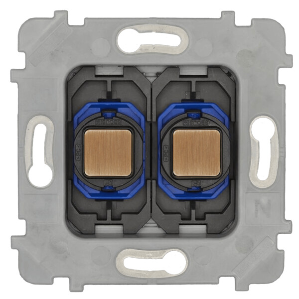 Mécanisme Simple 2 boutons Push Va-et-Vient 230V Vieux Bronze - Modelec - 088012G477