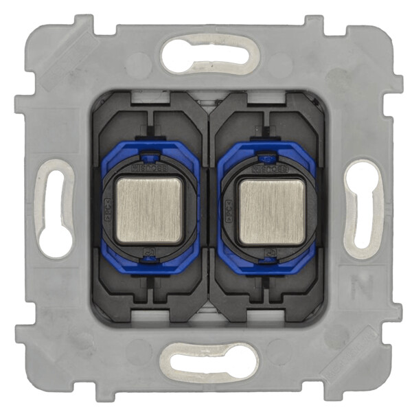 Mécanisme Simple 2 boutons Push poussoir Nickel Satiné - Modelec - 088022G478