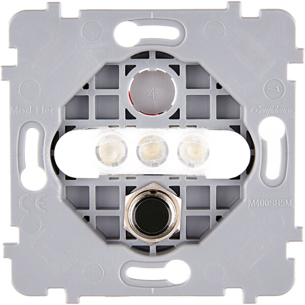Mécanisme simple Noir 1 PUSH + 3LED blc (072-155G) - Modelec - 072155G
