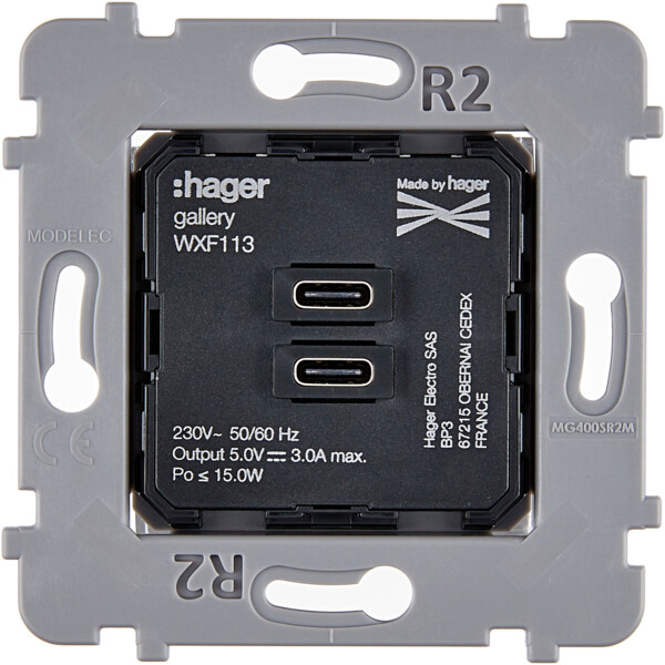 Mécanisme 2 leviers va et vient Acier, pour gamme Iris Horizon - Modelec - 073102IG