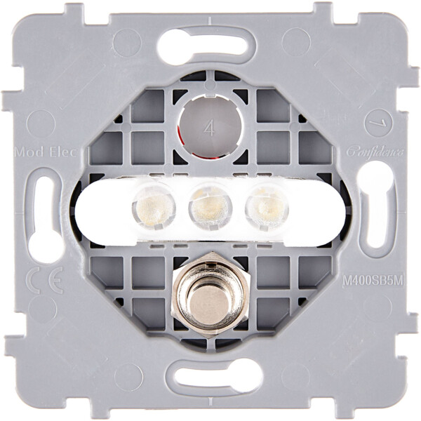 Mécanisme simple Acier 1 PUSH + 3LED blc (073-155G) - Modelec - 073155G