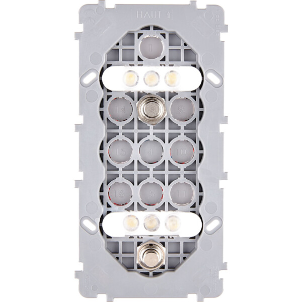 Mécanisme dv Acier 2 PUSH+6LED blc (073-255G) - Modelec - 073255G