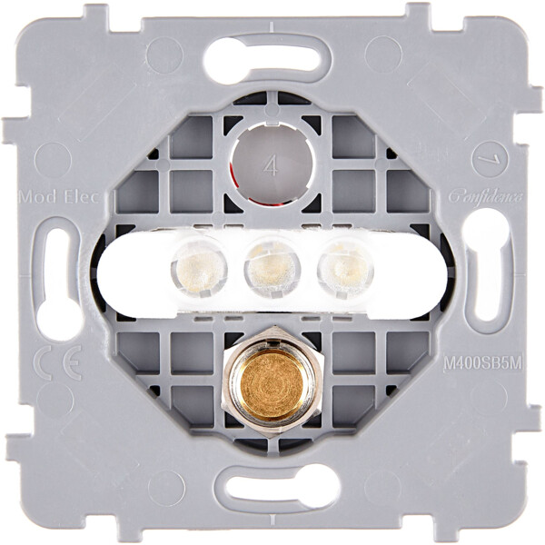 Mécanisme simple Doré 1 PUSH + 3LED blc (074-155G) - Modelec - 074155G