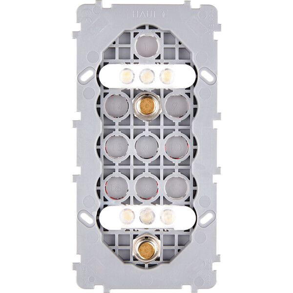 Mécanisme Doré dv 2 PUSH + 6LED blc (074-255G) - Modelec - 074255G
