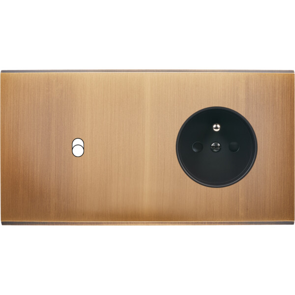 Façade Confidence Laiton  Vieux Bronze double horizontale 1 basculeur PC sans vis (261-417M) - Modelec - 261417M