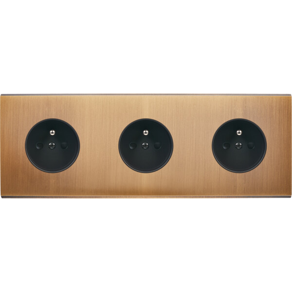 Façade Confidence Laiton  Vieux Bronze triple horizontale PC PC PC sans vis (310-417M) - Modelec - 310417M