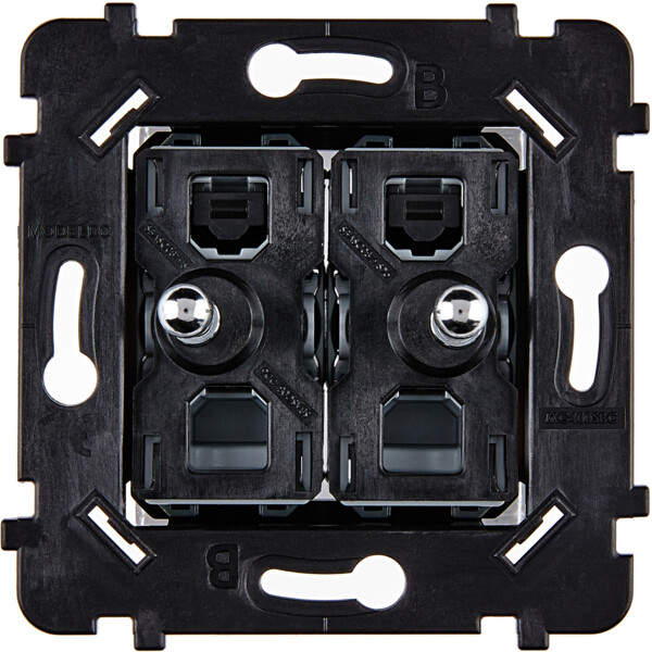 Mécanisme à connexion automatique 2 va-et-vient et/ou poussoir reversible acier pour collection désir et karo - Modelec - 087020BAC