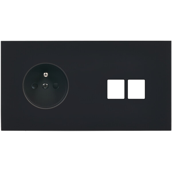 Façade désir noir mat double horizontale pc 2 medias - Modelec - 264818