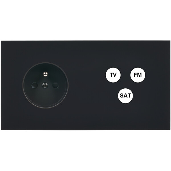 Façade désir noir mat double horizontale pc tv-fm-sat - Modelec - 265818