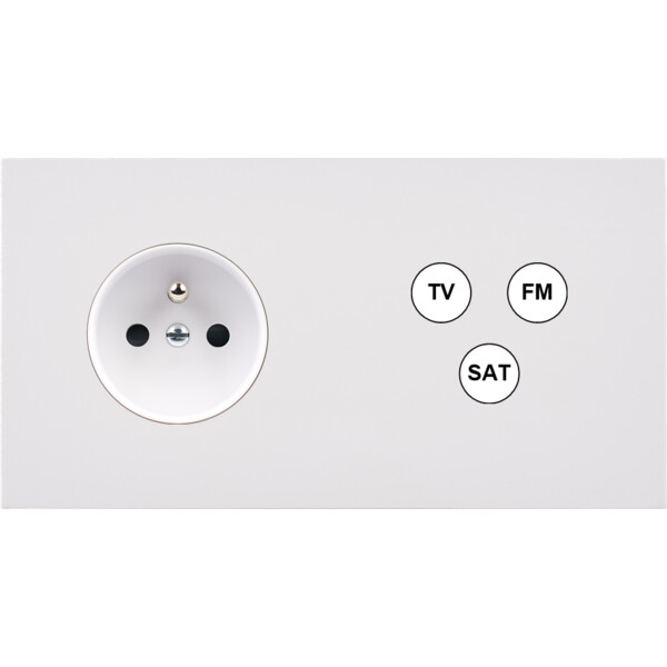 Façade désir blanc mat double horizontale pc tv-fm-sat - Modelec - 265820