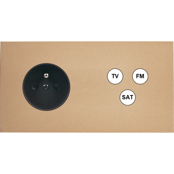 Façade désir doré mat double horizontale pc tv-fm-sat - Modelec - 265824
