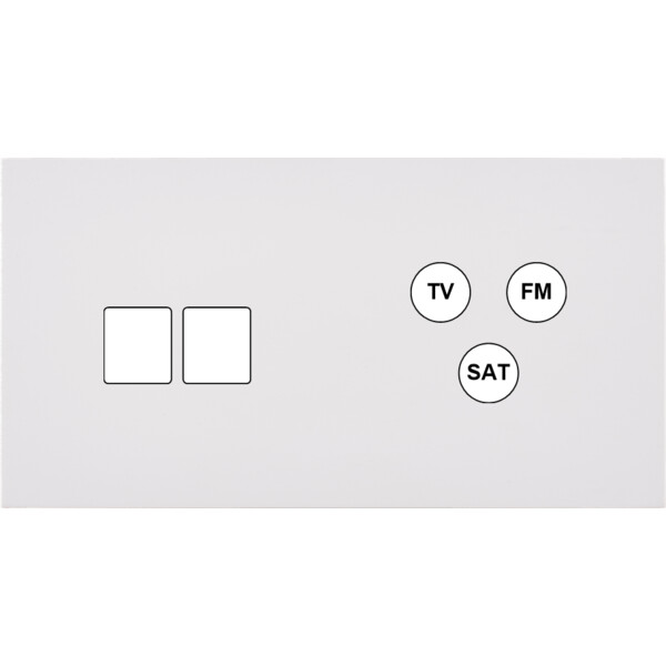 Façade désir blanc mat double horizontale 2 medias tv-fm-sat - Modelec - 270820