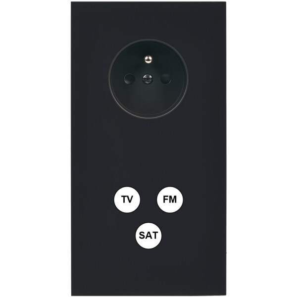 Façade désir noir mat double verticale pc tv-fm-sat - Modelec - 285818