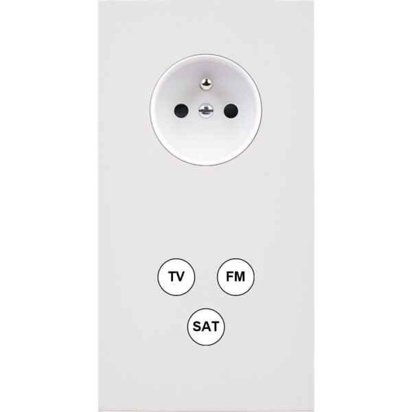 Façade désir blanc mat double verticale pc tv-fm-sat - Modelec - 285820