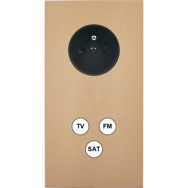 Façade désir doré mat double verticale pc tv-fm-sat - Modelec - 285824