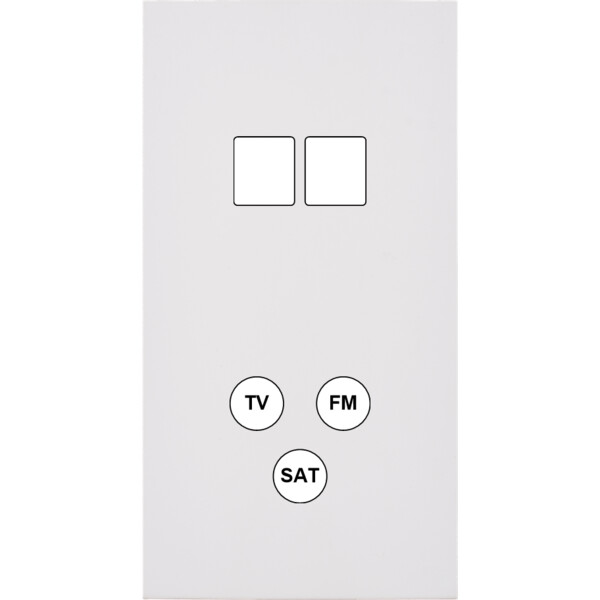 Façade désir blanc mat double verticale 2 medias tv-fm-sat - Modelec - 290820