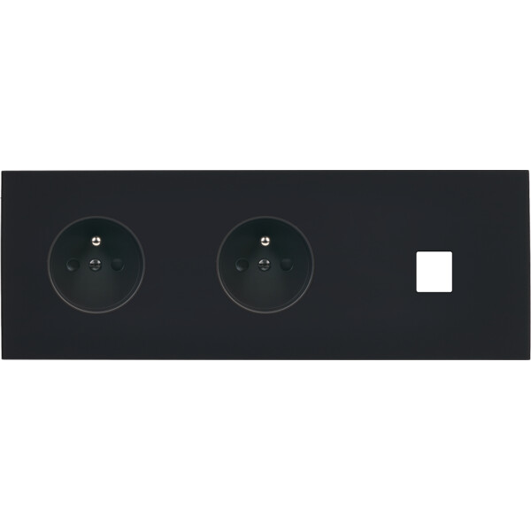 Façade désir noir mat triple horizontale pc pc 1 media - Modelec - 313818
