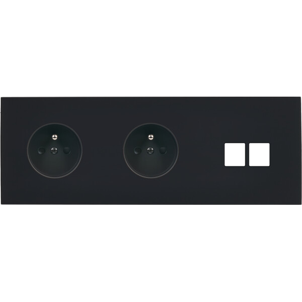 Façade désir noir mat triple horizontale pc pc 2 medias - Modelec - 314818