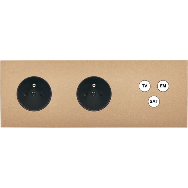 Façade désir doré mat triple horizontale pc pc tv-fm-sat - Modelec - 315824