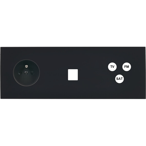Façade désir noir mat triple horizontale pc 1 media tv-fm-sat - Modelec - 324818