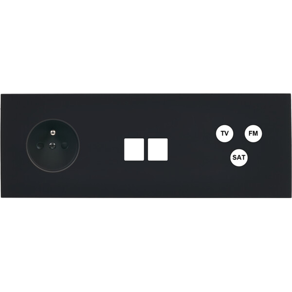 Façade désir noir mat triple horizontale pc 2 medias tv-fm-sat - Modelec - 325818