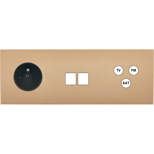Façade désir doré mat triple horizontale pc 2 medias tv-fm-sat - Modelec - 325824