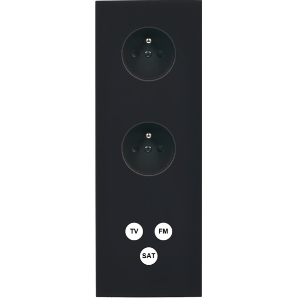 Façade désir noir mat triple verticale pc pc tv-fm-sat - Modelec - 365818