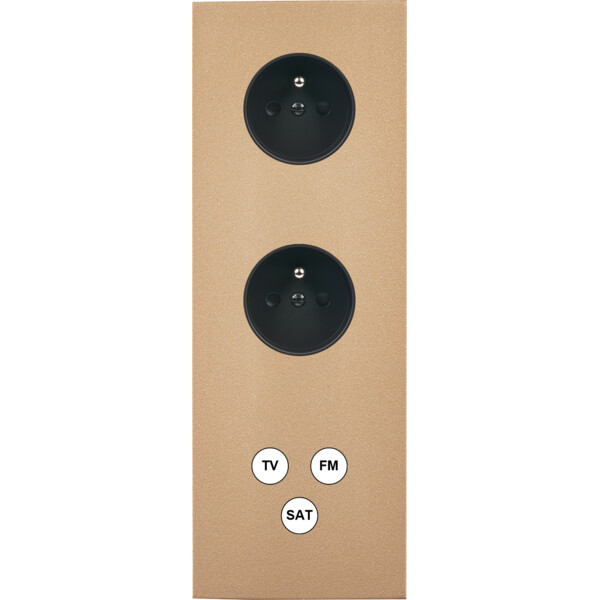 Façade désir doré mat triple verticale pc pc tv-fm-sat - Modelec - 365824