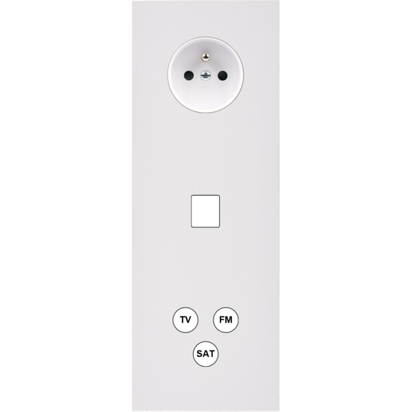 Façade désir blanc mat triple verticale pc 1 media tv-fm-sat - Modelec - 374820
