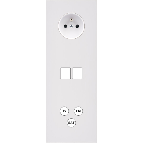Façade désir blanc mat triple verticale pc 2 medias tv-fm-sat - Modelec - 375820