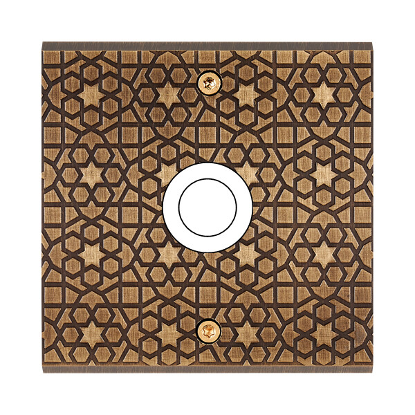 Façade fascination laiton atlas simple 1 gros bouton poussoir push à vis - Modelec - 145433
