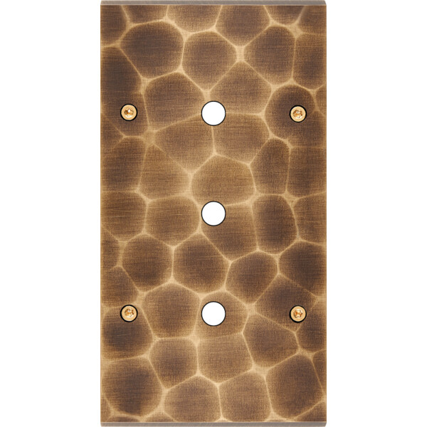 Façade fascination laiton onde double verticale 3 boutons poussoir push à vis - Modelec - 163432